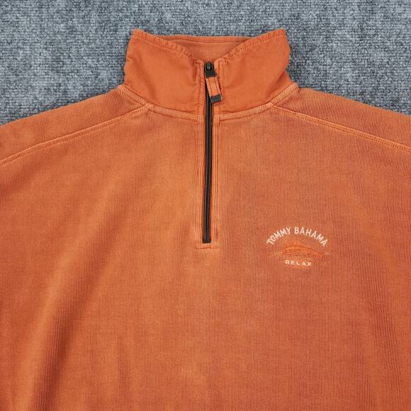Tommy Bahama Pullover Sweater Mens Large Orange 1/4 Zip Relax Coastal Casual - Picture 11 of 16